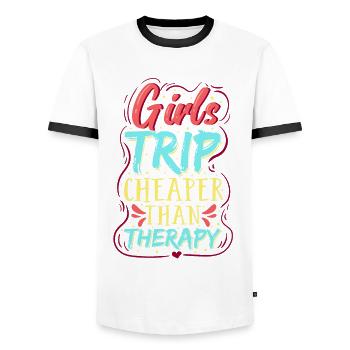 girls trip shirt Girls Trip Cheaper Than Therapy - T-shirt contrasté Homme - blanc/noir - Devant - AI Model Female 172 light (172cm) & AI Model Male 178 dark (178cm)