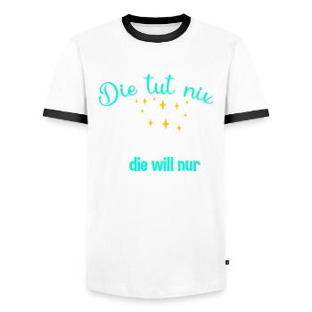 Le rat de lecture veut juste lire - T-shirt contrasté Homme - blanc/noir - Devant - AI Model Female 172 light (172cm) & AI Model Male 178 dark (178cm)