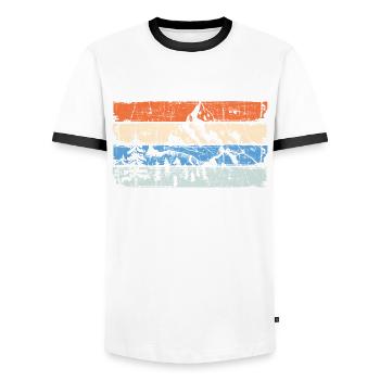 Hiking Wandern Berge Natur Berg Retro Geschenk - Männer Kontrast-T-Shirt - Weiß/Schwarz - Vorne - AI Model Female 172 light (172cm) & AI Model Male 178 dark (178cm)