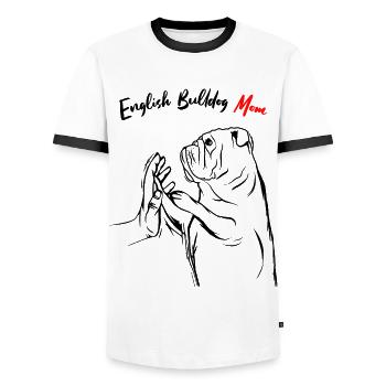 Englische Bulldogge - Männer Kontrast-T-Shirt - Weiß/Schwarz - Vorne - AI Model Female 172 light (172cm) & AI Model Male 178 dark (178cm)