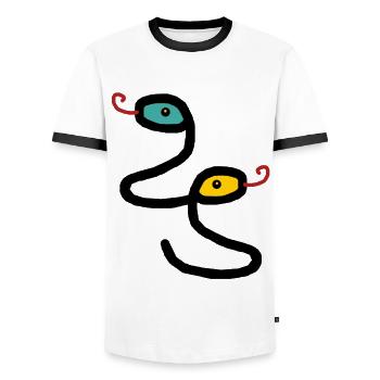 Schlangen Reptilien Amphibien Kinder Schlange - Männer Kontrast-T-Shirt - Weiß/Schwarz - Vorne - AI Model Female 172 light (172cm) & AI Model Male 178 dark (178cm)