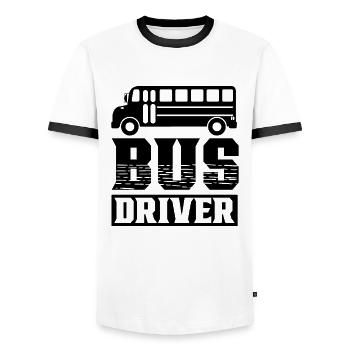 Bus chauffeur professionnel Bus conducteur Bus - T-shirt contrasté Homme - blanc/noir - Devant - AI Model Female 172 light (172cm) & AI Model Male 178 dark (178cm)