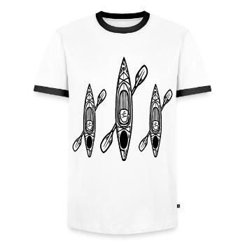 Lake Kayak Whitewater Kayak Canoe Kayak Kayak Paddle - Men's Ringer Shirt - white/black - Front - AI Model Female 172 light (172cm) & AI Model Male 178 dark (178cm)