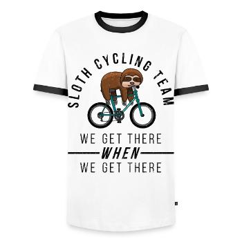 Sloth Cycling Team - Vintage Look - Männer Kontrast-T-Shirt - Weiß/Schwarz - Vorne - AI Model Female 172 light (172cm) & AI Model Male 178 dark (178cm)