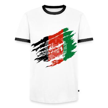 Afghanistan Flagge Afghane - Männer Kontrast-T-Shirt - Weiß/Schwarz - Vorne - AI Model Female 172 light (172cm) & AI Model Male 178 dark (178cm)
