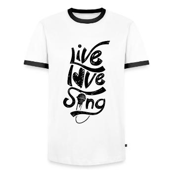 Live Love Sing Singer Karaoke Singing Singing - Men's Ringer Shirt - white/black - Front - AI Model Female 172 light (172cm) & AI Model Male 178 dark (178cm)