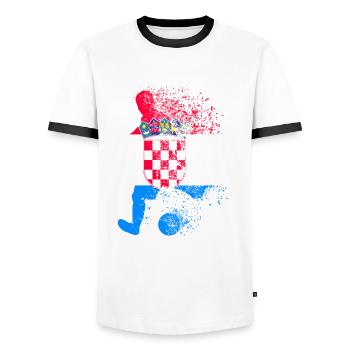 Croatie Football football footballeurs - T-shirt contrasté Homme - blanc/noir - Devant - AI Model Female 172 light (172cm) & AI Model Male 178 dark (178cm)