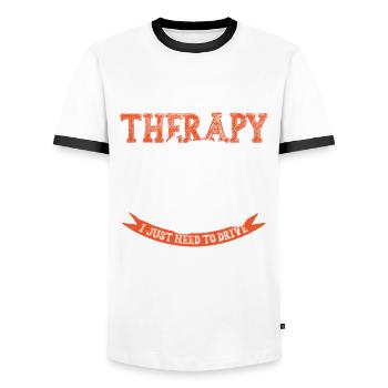 therapie farmer tracteur - T-shirt contrasté Homme - blanc/noir - Devant - AI Model Female 172 light (172cm) & AI Model Male 178 dark (178cm)