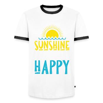 sun sunshine happy - Men's Ringer Shirt - white/black - Front - AI Model Female 172 light (172cm) & AI Model Male 178 dark (178cm)