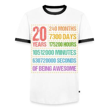 20 years twentieth birthday gift - Men's Ringer Shirt - white/black - Front - AI Model Female 172 light (172cm) & AI Model Male 178 dark (178cm)