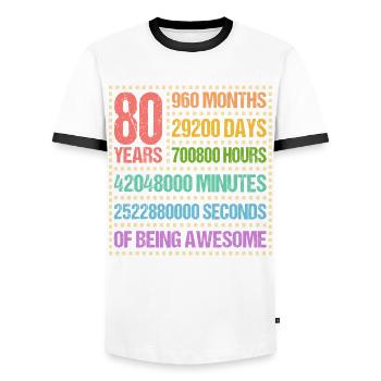 80 ans 80 anniversaire cadeau - T-shirt contrasté Homme - blanc/noir - Devant - AI Model Female 172 light (172cm) & AI Model Male 178 dark (178cm)