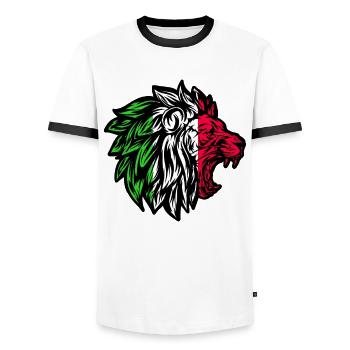 Italy lion lion's head Italian Italian - Men's Ringer Shirt - white/black - Front - AI Model Female 172 light (172cm) & AI Model Male 178 dark (178cm)