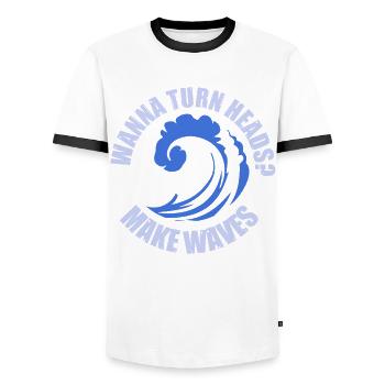 Rettungsschwimmer Schwimmlehrer Spruch Schwimmen - Männer Kontrast-T-Shirt - Weiß/Schwarz - Vorne - AI Model Female 172 light (172cm) & AI Model Male 178 dark (178cm)