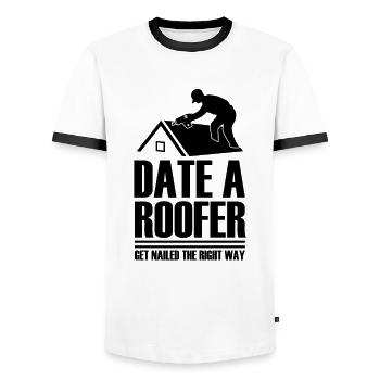 Date Roofer Obtenir Le Vrai Clou - T-shirt contrasté Homme - blanc/noir - Devant - AI Model Female 172 light (172cm) & AI Model Male 178 dark (178cm)