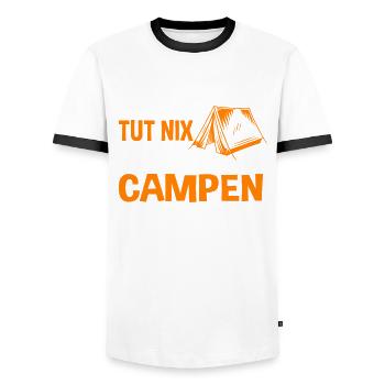 Camper Die Tut Nix Die Will Nur Campen - Männer Kontrast-T-Shirt - Weiß/Schwarz - Vorne - AI Model Female 172 light (172cm) & AI Model Male 178 dark (178cm)