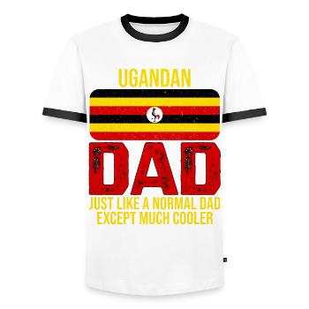 Ugandan Dad Uganda Flag for Father's Day - Men's Ringer Shirt - white/black - Front - AI Model Female 172 light (172cm) & AI Model Male 178 dark (178cm)