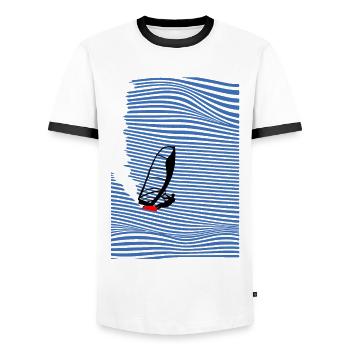 Windsurfers Windsurfing Wave - Men's Ringer Shirt - white/black - Front - AI Model Female 172 light (172cm) & AI Model Male 178 dark (178cm)