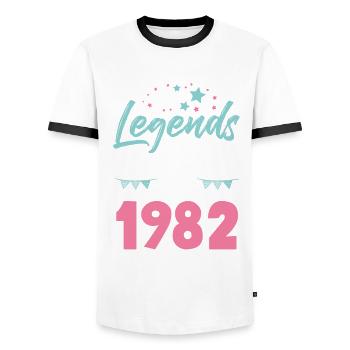 legends 1982 birthday - Men's Ringer Shirt - white/black - Front - AI Model Female 172 light (172cm) & AI Model Male 178 dark (178cm)