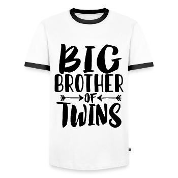 Brother twins pregnancy siblings - Men's Ringer Shirt - white/black - Front - AI Model Female 172 light (172cm) & AI Model Male 178 dark (178cm)