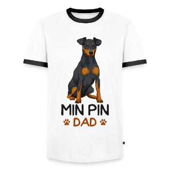 Zwergpinscher - Männer Kontrast-T-Shirt - Weiß/Schwarz - Vorne - AI Model Female 172 light (172cm) & AI Model Male 178 dark (178cm)