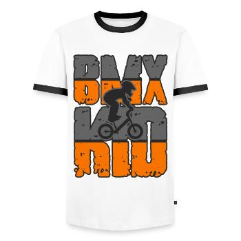 BMX Bicycle Accessories BMX Rider Ramp BMX downhill - Men's Ringer Shirt - white/black - Front - AI Model Female 172 light (172cm) & AI Model Male 178 dark (178cm)