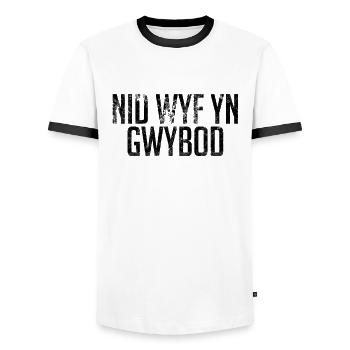 Welsh Student - I Don't Know Wales Cymru - Men's Ringer Shirt - white/black - Front - AI Model Female 172 light (172cm) & AI Model Male 178 dark (178cm)