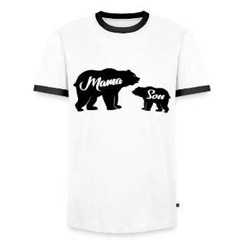 Mama Bear Son Baby Bear Families Mama Bear Mamabear - Men's Ringer Shirt - white/black - Front - AI Model Female 172 light (172cm) & AI Model Male 178 dark (178cm)