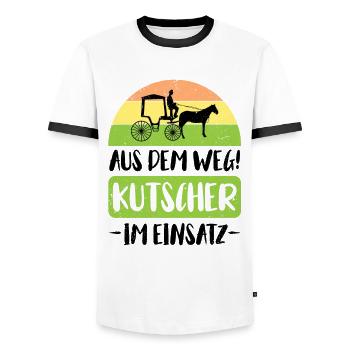 Kutscher Kutsche Pferdekutscher Kutschieren - Männer Kontrast-T-Shirt - Weiß/Schwarz - Vorne - AI Model Female 172 light (172cm) & AI Model Male 178 dark (178cm)