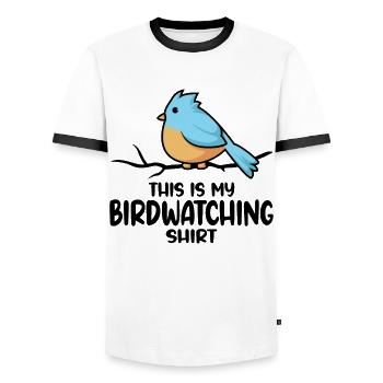 Bird Watching Orinthologist Birdwatching Gift - Men's Ringer Shirt - white/black - Front - AI Model Female 172 light (172cm) & AI Model Male 178 dark (178cm)