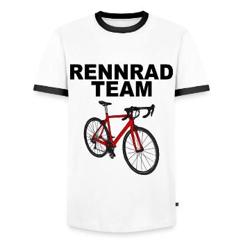Rennrad - Männer Kontrast-T-Shirt - Weiß/Schwarz - Vorne - AI Model Female 172 light (172cm) & AI Model Male 178 dark (178cm)