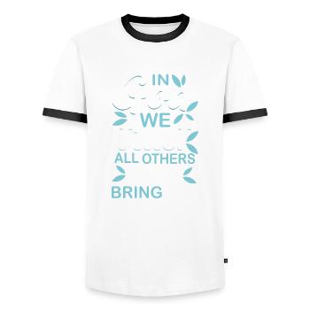 Programmer Gift Idea - Men's Ringer Shirt - white/black - Front - AI Model Female 172 light (172cm) & AI Model Male 178 dark (178cm)