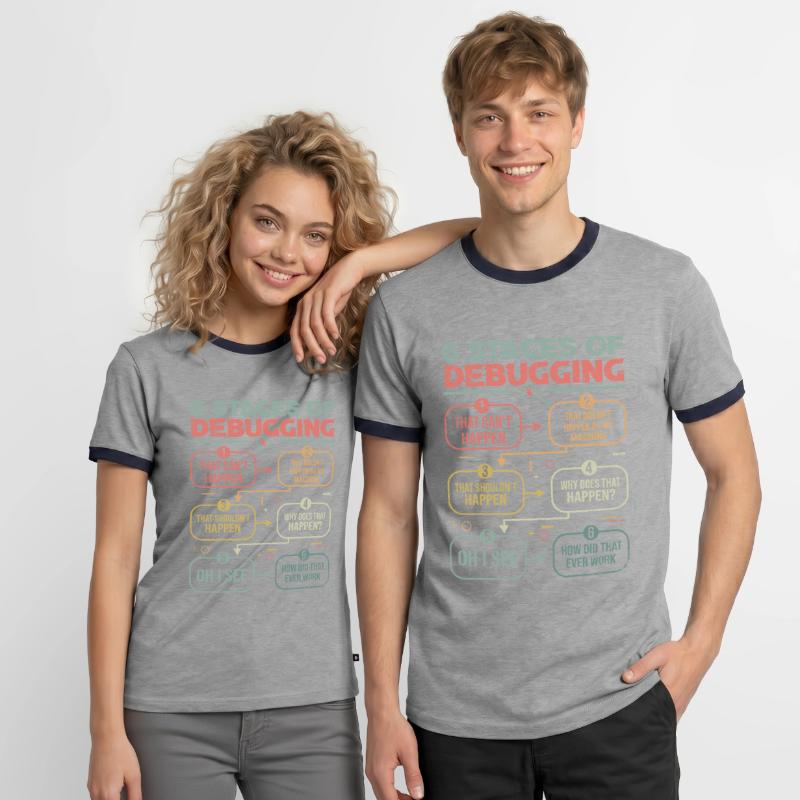 Programmierer Debugging 6 stages of debugging Männer Kontrast-T-Shirt