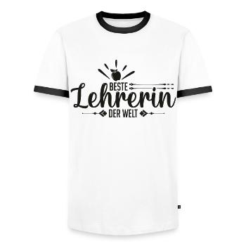 Beste Lehrerin der Welt Abschied Spruch - Männer Kontrast-T-Shirt - Weiß/Schwarz - Vorne - AI Model Female 172 light (172cm) & AI Model Male 178 dark (178cm)