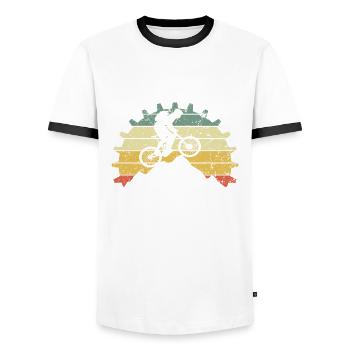 Cool Mountain Bike Dad - Men's Ringer Shirt - white/black - Front - AI Model Female 172 light (172cm) & AI Model Male 178 dark (178cm)