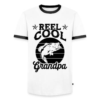 pêche opa pêche - T-shirt contrasté Homme - blanc/noir - Devant - AI Model Female 172 light (172cm) & AI Model Male 178 dark (178cm)