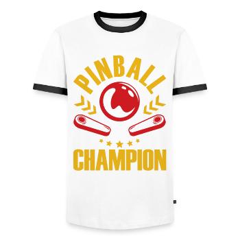 Flipper Champion Vintage Flipper Gamer - Männer Kontrast-T-Shirt - Weiß/Schwarz - Vorne - AI Model Female 172 light (172cm) & AI Model Male 178 dark (178cm)