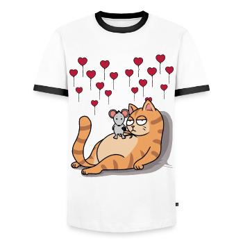 Chat Souris pour toujours Amis Amitié Cœurs - T-shirt contrasté Homme - blanc/noir - Devant - AI Model Female 172 light (172cm) & AI Model Male 178 dark (178cm)
