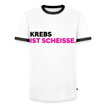 Krebs ist scheisse - Männer Kontrast-T-Shirt - Weiß/Schwarz - Vorne - AI Model Female 172 light (172cm) & AI Model Male 178 dark (178cm)