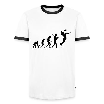 Evolution Volleyball - Männer Kontrast-T-Shirt - Weiß/Schwarz - Vorne - AI Model Female 172 light (172cm) & AI Model Male 178 dark (178cm)