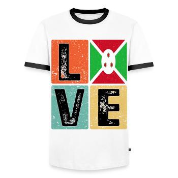 I Love Burundi Flag for Burundian Pride - Men's Ringer Shirt - white/black - Front - AI Model Female 172 light (172cm) & AI Model Male 178 dark (178cm)