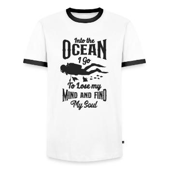 Scuba Diving Diver Into The Ocean - Men's Ringer Shirt - white/black - Front - AI Model Female 172 light (172cm) & AI Model Male 178 dark (178cm)