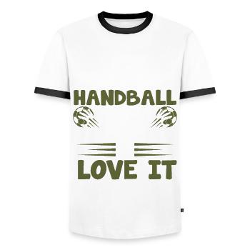 handball mom mama - Männer Kontrast-T-Shirt - Weiß/Schwarz - Vorne - AI Model Female 172 light (172cm) & AI Model Male 178 dark (178cm)