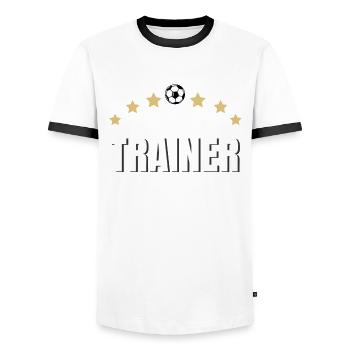 Fußballtrainer Spruch Trainer immer Recht Fußball - Männer Kontrast-T-Shirt - Weiß/Schwarz - Vorne - AI Model Female 172 light (172cm) & AI Model Male 178 dark (178cm)
