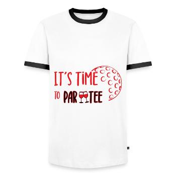 Golfing And Drinking Saying Golf and Wine Lovers - Men's Ringer Shirt - white/black - Front - AI Model Female 172 light (172cm) & AI Model Male 178 dark (178cm)
