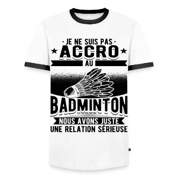 Badminton Humour Joueur Badminton - T-shirt contrasté Homme - blanc/noir - Devant - AI Model Female 172 light (172cm) & AI Model Male 178 dark (178cm)