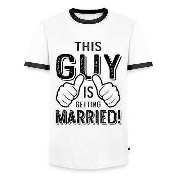 Épouse de mariage - T-shirt contrasté Homme - blanc/noir - Devant - AI Model Female 172 light (172cm) & AI Model Male 178 dark (178cm)
