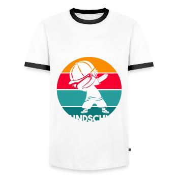 Bääm Grundschule Abgeschlossen Grundschulabschluss - Männer Kontrast-T-Shirt - Weiß/Schwarz - Vorne - AI Model Female 172 light (172cm) & AI Model Male 178 dark (178cm)