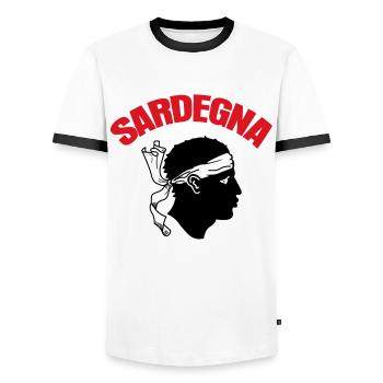 Sardinia Holidays Sardegna Sardinia - Men's Ringer Shirt - white/black - Front - AI Model Female 172 light (172cm) & AI Model Male 178 dark (178cm)