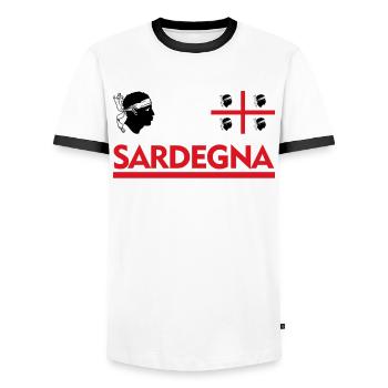 Sardinia Sardegna Head Sardinia - Men's Ringer Shirt - white/black - Front - AI Model Female 172 light (172cm) & AI Model Male 178 dark (178cm)