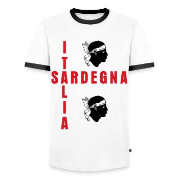 Sardinien Sardegna Flag Sardinia - Men's Ringer Shirt - white/black - Front - AI Model Female 172 light (172cm) & AI Model Male 178 dark (178cm)